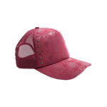 When the Smoke Clear - Studded Heart Trucker Snapback Hat - Burgundy