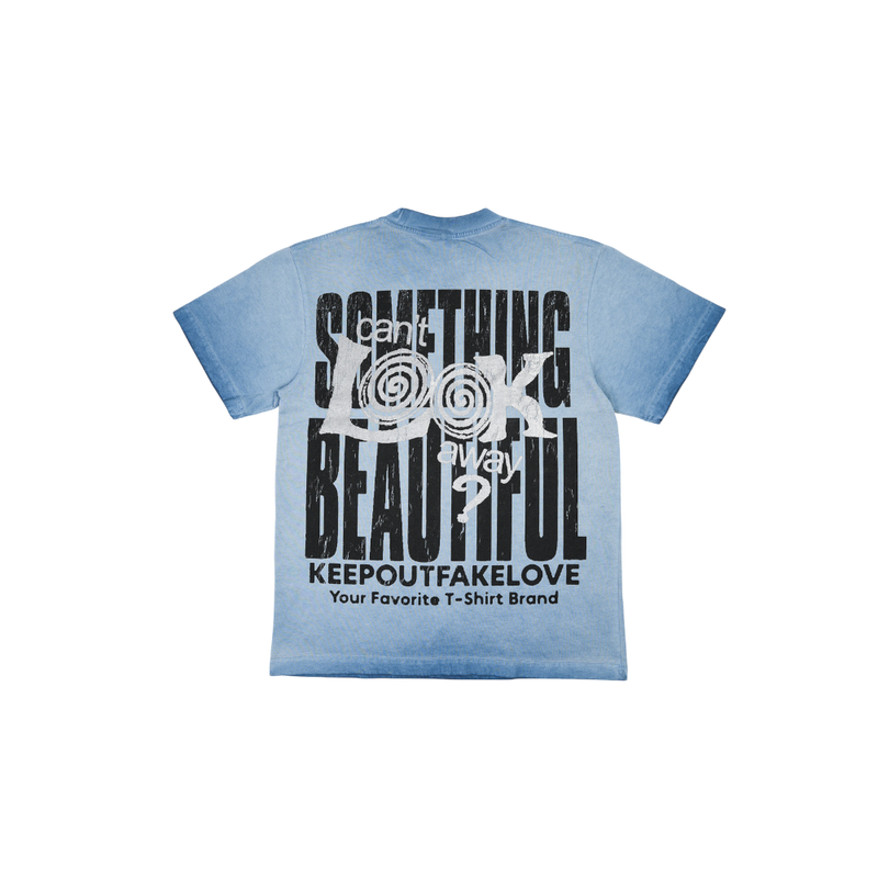 Keep Out Fake Love - Kofl - Grungy Tee - Blue Hazel Oil Wash - Blue