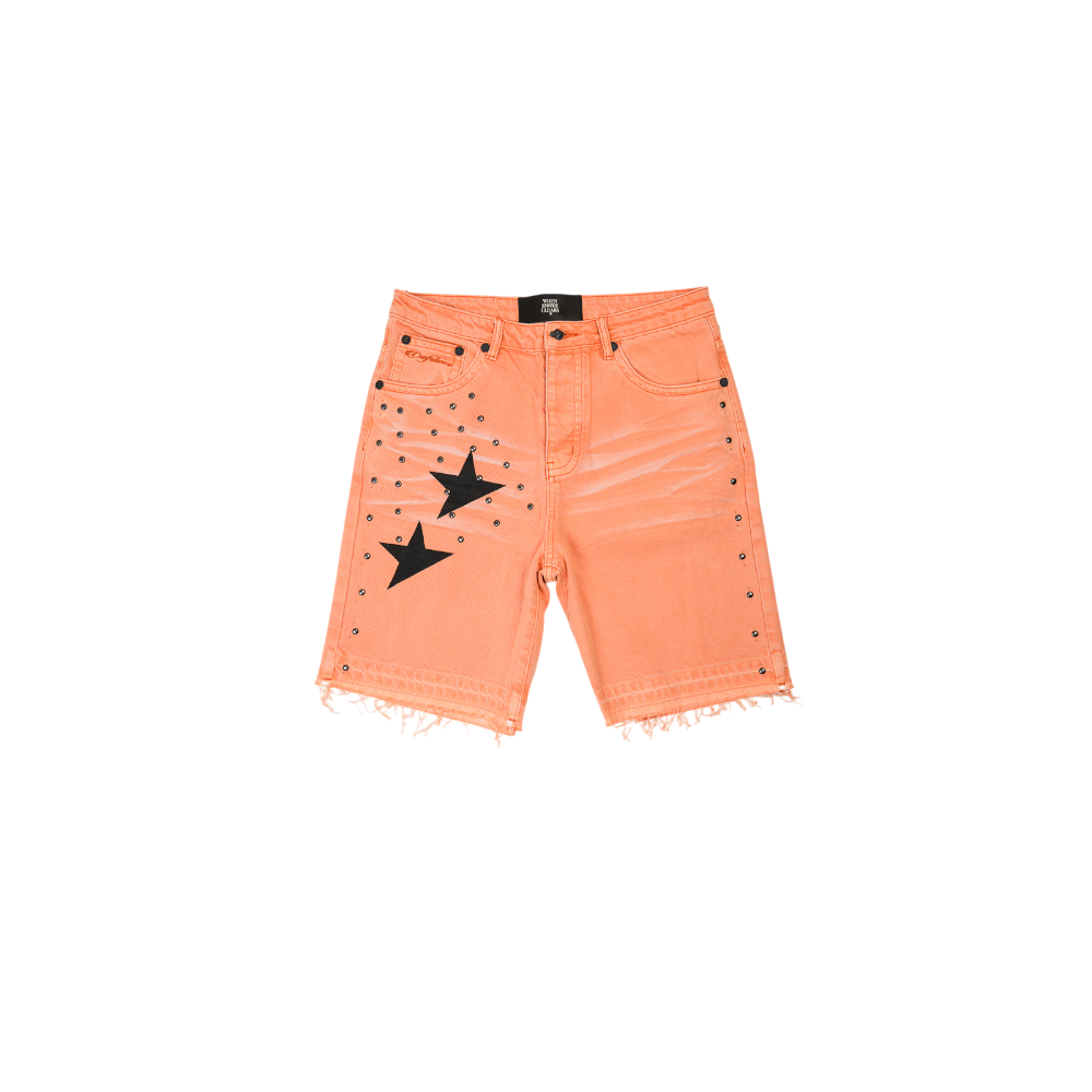When Smoke Clears - Half Star Denim Short Orange - Orange