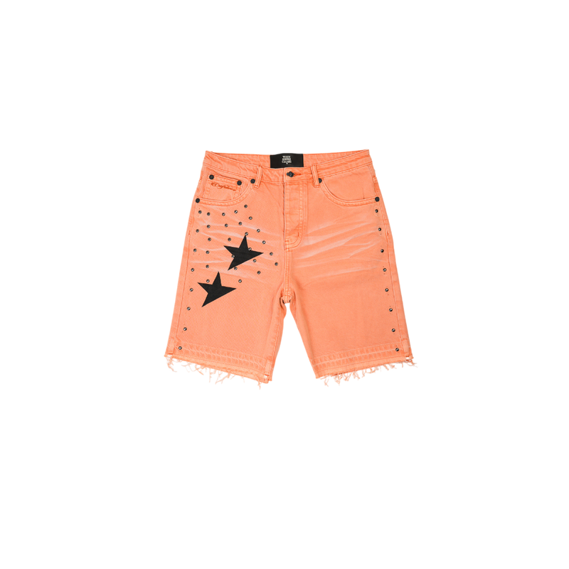 When Smoke Clears - Half Star Denim Short Orange - Orange