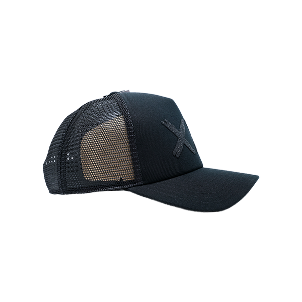 Cult of Individuality - Black Crystals Mesh Trucker Hat "Xx" Logo - Black — alternate view