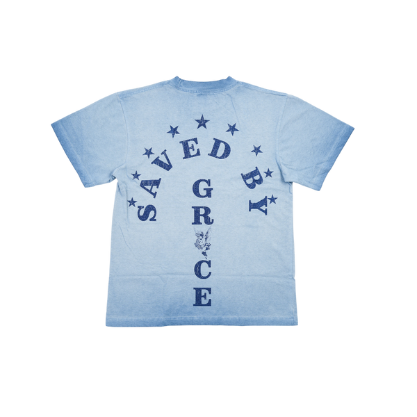 Keep Out Fake Love - Grace T-shirt - Blue Haze Oil Wash - Blue — alternate view
