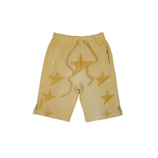 When Smoke Clears - Leather Star Shorts - Yellow