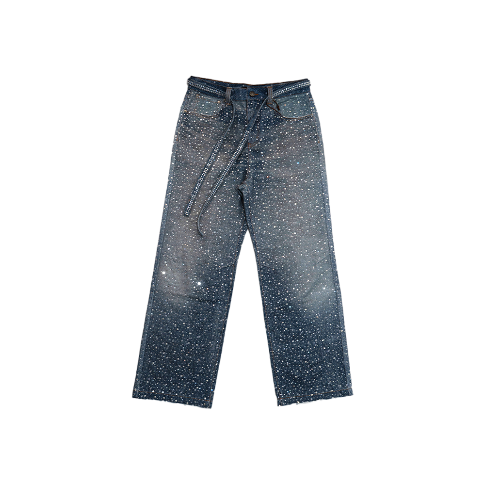 Birth of Royal Child - 3d Printing Washed 20k Swarovski Diamond Boro Pants - Black