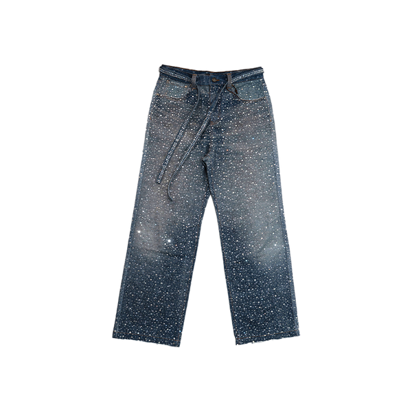 Birth of Royal Child - 3d Printing Washed 20k Swarovski Diamond Boro Pants - Black