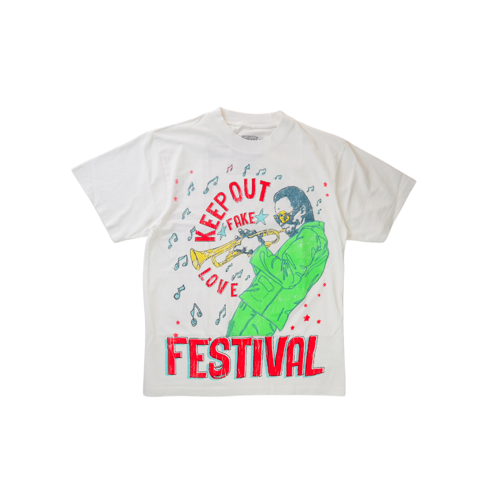 Keep Out Fake Love - Peace Festival Tee - White