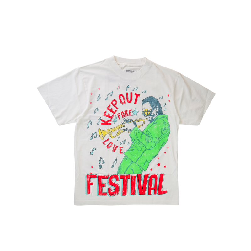Keep Out Fake Love - Peace Festival Tee - White