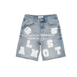 Almost Someday - Letterman Denim Jorts - Blue