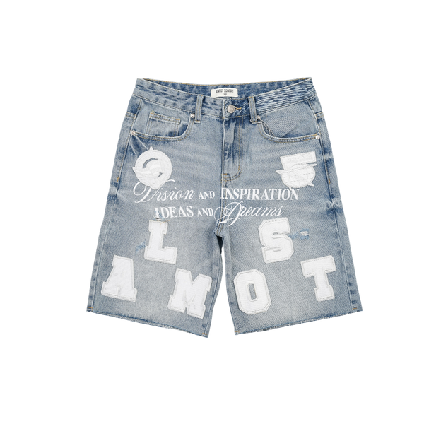 Almost Someday - Letterman Denim Jorts - Blue