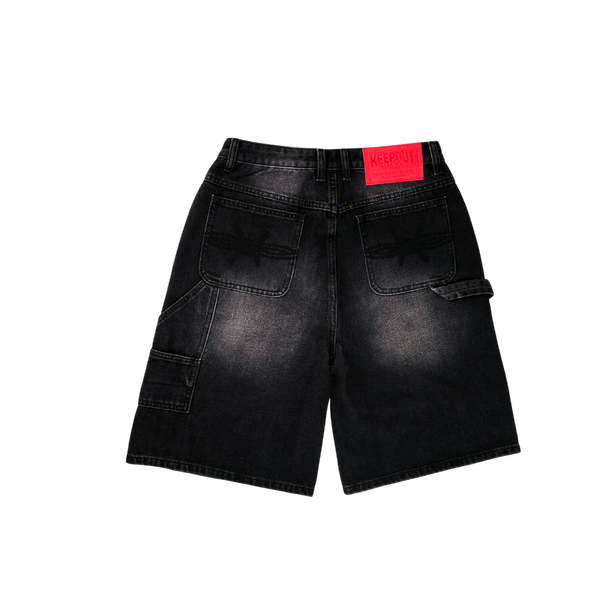 Keep Out Fake Love - Casual Friday Oversized Jorts Shorts - Black — alternate view