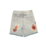 Free Refills - Adorn Patchwork Denim Shorts - Blue