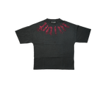 Palm Angels - Big Neck Logo Loose Tee - Black/burgundy - Black