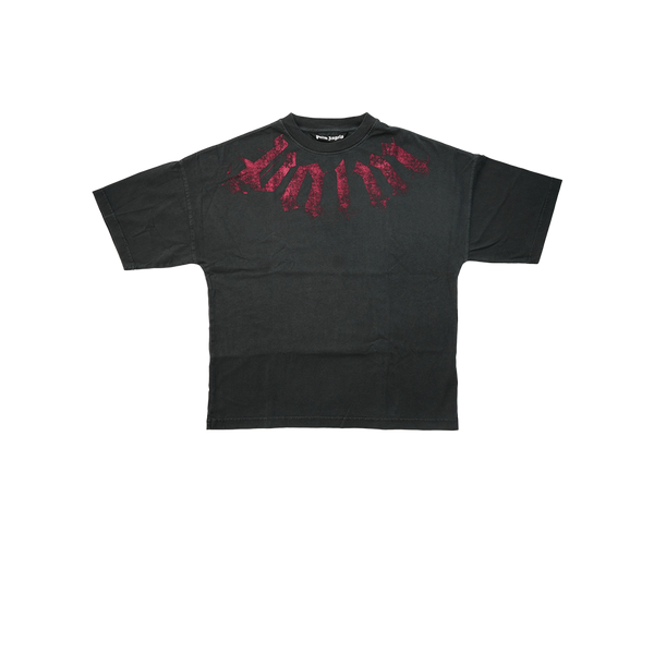 Palm Angels - Big Neck Logo Loose Tee - Black/burgundy - Black