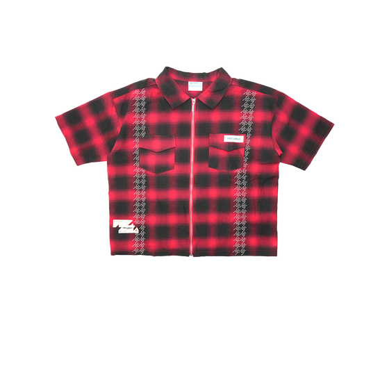 Free Refills - Fr Studded Shadow Plaid Zip Shirt - Red