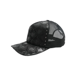 When the Smoke Clear - Studded Heart Trucker Snapback Hat - Black