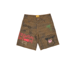 Diet Starts Monday - Doodle Denim Shorts - Brown