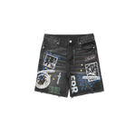 Free Refills - Collage Jorts Shorts - Black