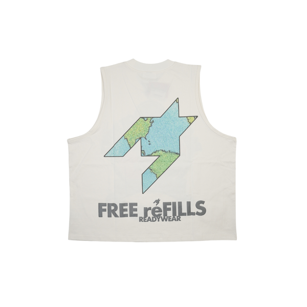 Free Refills - Charity Cut Off Tee - White — alternate view
