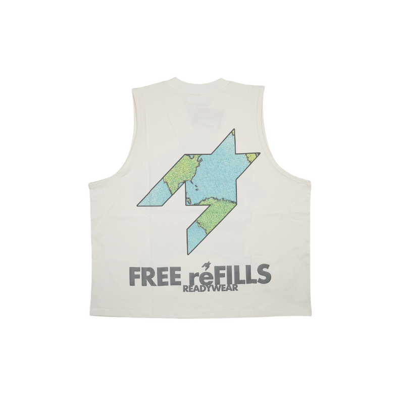 Free Refills - Charity Cut Off Tee - White