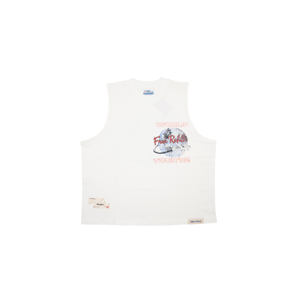 Free Refills - World Cut Off Tee - White