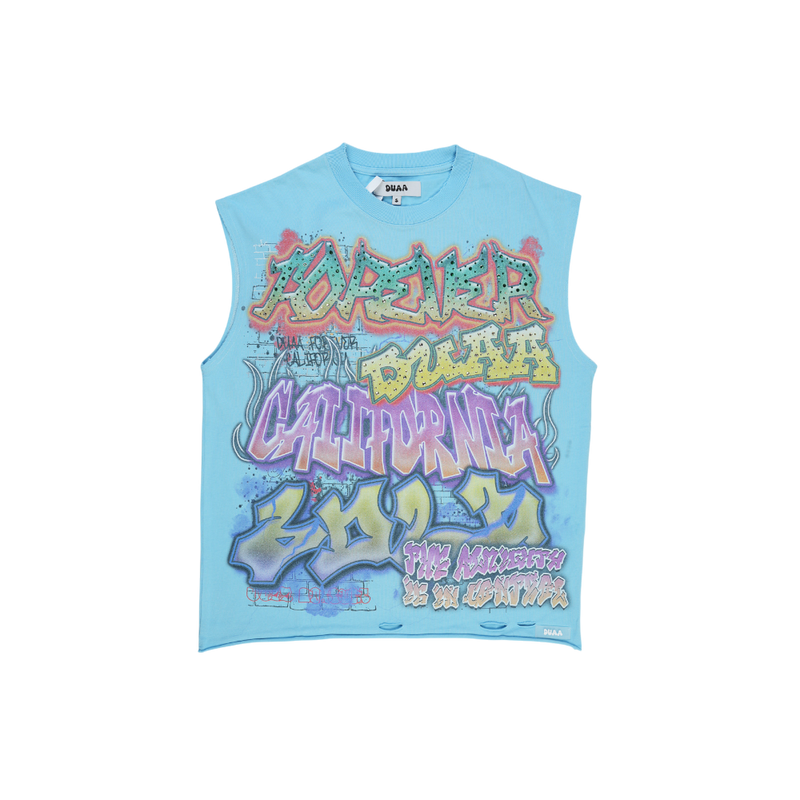 Duaa - Wall Cutoff Tee - Blue